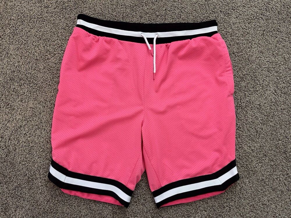 Men's Rebel Minds Basketball Pink Black Shorts Size L